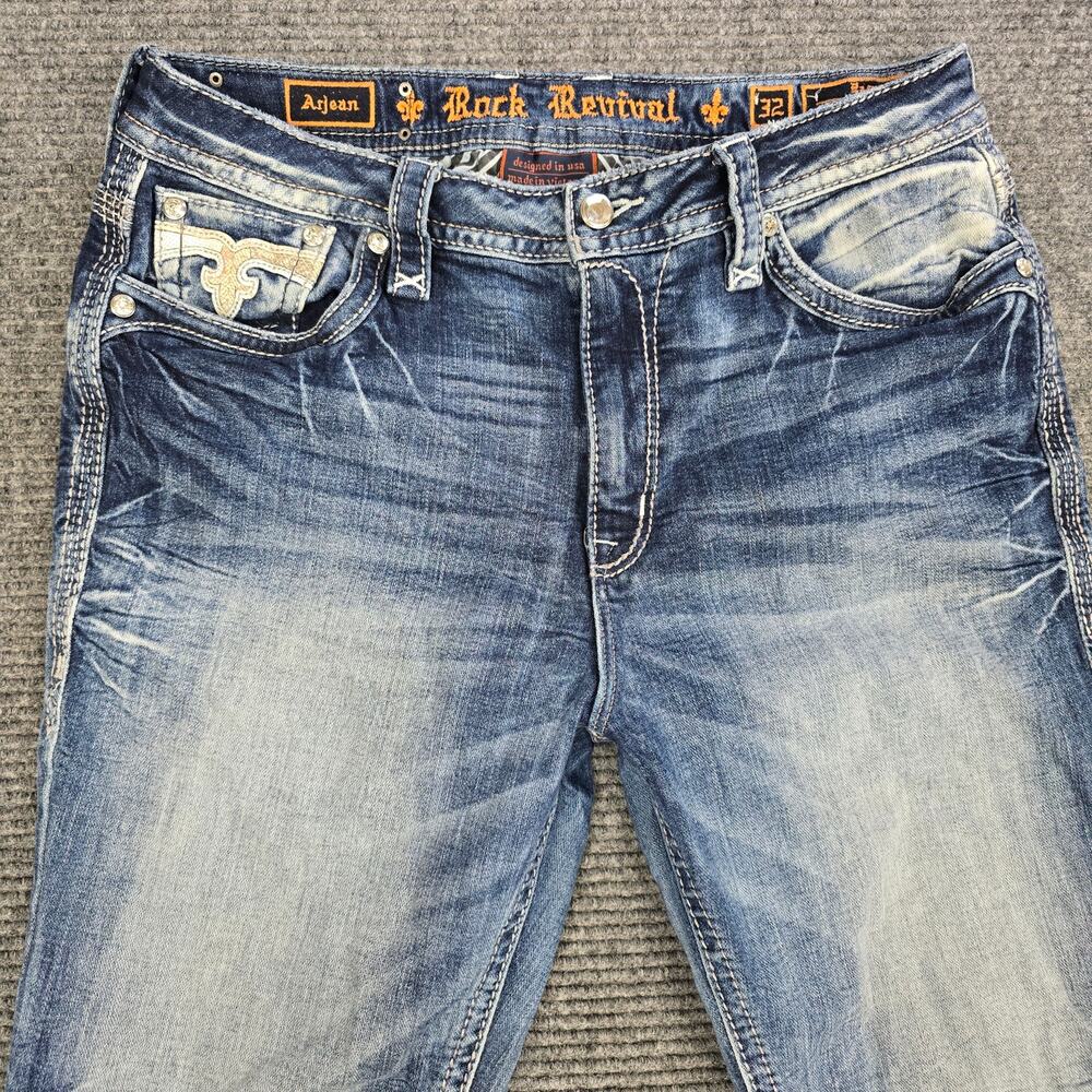 Rock Revival Jeans Womens Arjean 32x25 Blue Easy Ankle Skinny Distressed - Picture 4 of 9